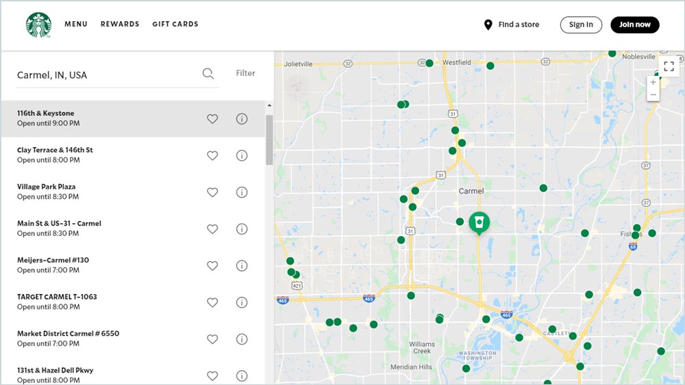 location map example starbucks