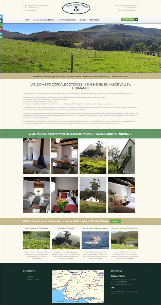 Self Catering accommodation website design